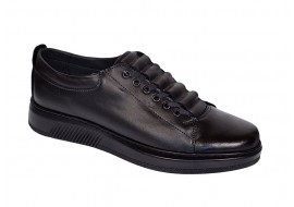 Pantofi barbati sport, casual din piele naturala Negru - BLACK COMBAT